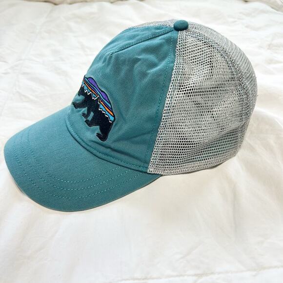 Patagonia Hat Cap Snapback Blue Fitz Roy Bear Mesh Outdoor Fishing Run - Picture 2 of 4